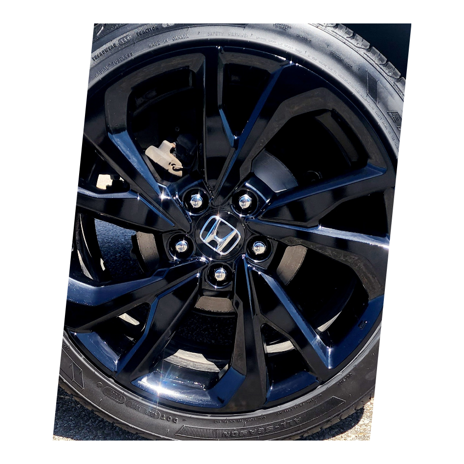 example of cosmetic wheel repair and custom rim painting service