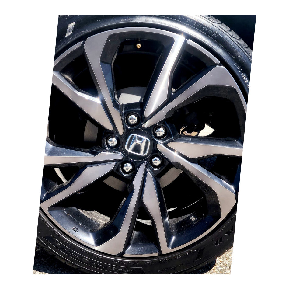 example of cosmetic wheel repair and custom rim painting service