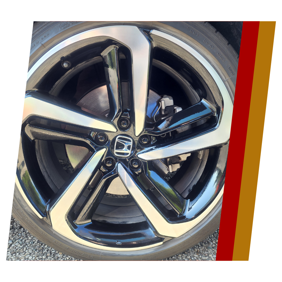 example of cosmetic wheel repair and custom rim painting service